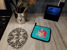 Load image into Gallery viewer, Unicorn Blue Stripes Pot Holders - Set of 2 - Heat-Resistant Kitchen Essentials BB7140PTHD