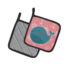 Load image into Gallery viewer, Whale on Pink Nautical Pot Holders - Set of 2 - Heat-Resistant Kitchen Essentials BB7160PTHD
