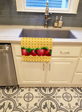 Load image into Gallery viewer, Strawberries on Basketweave Kitchen Towel – Artistic Dish Towel for Everyday Use BB7182KTWL