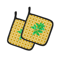 Load image into Gallery viewer, Basil on Basketweave Pot Holders - Set of 2 - Heat-Resistant Kitchen Essentials BB7184PTHD