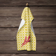 Load image into Gallery viewer, Chili Peppers on Basketweave Kitchen Towel – Artistic Dish Towel for Everyday Use BB7195KTWL