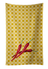 Load image into Gallery viewer, Chili Peppers on Basketweave Kitchen Towel – Artistic Dish Towel for Everyday Use BB7195KTWL