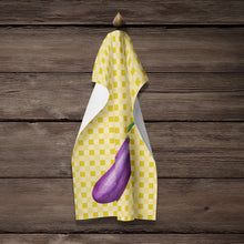 Load image into Gallery viewer, Eggplant on Basketweave Kitchen Towel – Artistic Dish Towel for Everyday Use BB7200KTWL
