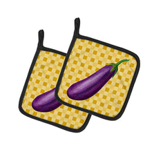 Load image into Gallery viewer, Eggplant on Basketweave Pot Holders - Set of 2 - Heat-Resistant Kitchen Essentials BB7200PTHD