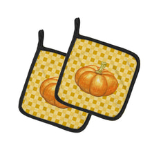 Load image into Gallery viewer, Pumpkin on Basketweave Pot Holders - Set of 2 - Heat-Resistant Kitchen Essentials BB7209PTHD