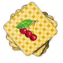 Load image into Gallery viewer, Cherries on Basketweave Foam Coaster  BB7224FC