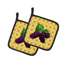 Load image into Gallery viewer, Mulberries on Basketweave Pot Holders - Set of 2 - Heat-Resistant Kitchen Essentials BB7237PTHD
