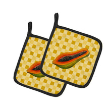 Load image into Gallery viewer, Sliced Papaya on Basketweave Pot Holders - Set of 2 - Heat-Resistant Kitchen Essentials BB7242PTHD