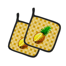 Load image into Gallery viewer, Whole Pineapple Cut on Basketweave Pot Holders - Set of 2 - Heat-Resistant Kitchen Essentials BB7247PTHD
