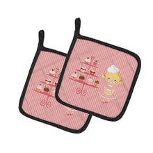 Load image into Gallery viewer, Cupcake Baker Blonde Pink Pot Holders - Set of 2 - Heat-Resistant Kitchen Essentials BB7260PTHD