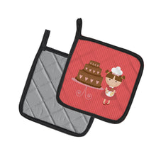 Load image into Gallery viewer, Valentine's Cake Baker Brunette Pot Holders - Set of 2 - Heat-Resistant Kitchen Essentials BB7263PTHD