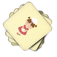 Load image into Gallery viewer, Brunette Baker on Yellow Foam Coaster  BB7292FC