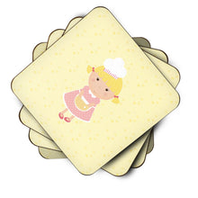 Load image into Gallery viewer, Blonde Baker on Yellow Foam Coaster  BB7294FC