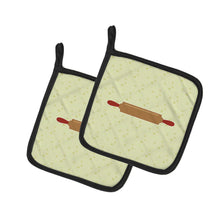 Load image into Gallery viewer, Rolling Pin on Green Pot Holders - Set of 2 - Heat-Resistant Kitchen Essentials BB7301PTHD