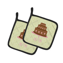 Load image into Gallery viewer, Heart Chocolate Cake on Green Pot Holders - Set of 2 - Heat-Resistant Kitchen Essentials BB7303PTHD