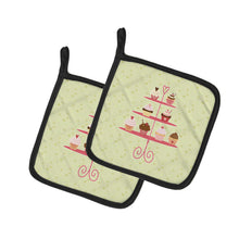 Load image into Gallery viewer, Cupcakes 3 Tier Stand on Green Pot Holders - Set of 2 - Heat-Resistant Kitchen Essentials BB7304PTHD