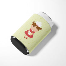 Load image into Gallery viewer, Brunette Baker on Green Can or Bottle Hugger BB7307CC