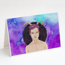 Load image into Gallery viewer, Capricorn Zodiac Sign Greeting Cards -  Blank Note Cards – 8-Pack of Artist-Designed Cards with Envelopes