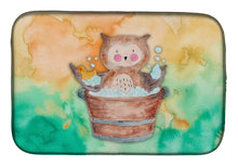 Load image into Gallery viewer, Owl Bathing Watercolor Dish Drying Mat – Absorbent, Artistic Kitchen Essentials BB7342DDM