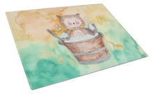 Load image into Gallery viewer, Owl Bathing Watercolor Glass Cutting Boards – Durable, Decorative Kitchen Art Large BB7342LCB