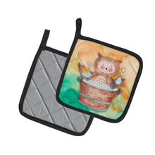 Load image into Gallery viewer, Owl Bathing Watercolor Pot Holders - Set of 2 - Heat-Resistant Kitchen Essentials BB7342PTHD