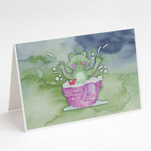 Load image into Gallery viewer, Frog Bathing Watercolor Greeting Cards -  Blank Note Cards – 8-Pack of Artist-Designed Cards with Envelopes