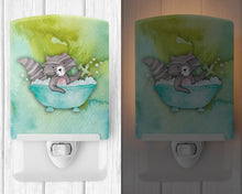 Load image into Gallery viewer, Raccoon Bathing Watercolor Ceramic Night Light BB7345CNL