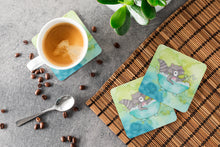 Load image into Gallery viewer, Raccoon Bathing Watercolor Foam Coaster  BB7345FC