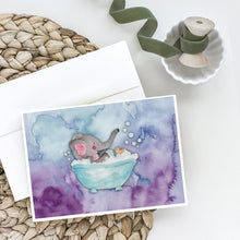 Load image into Gallery viewer, Elephant Bathing Watercolor Greeting Cards -  Blank Note Cards – 8-Pack of Artist-Designed Cards with Envelopes
