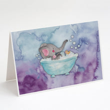 Load image into Gallery viewer, Elephant Bathing Watercolor Greeting Cards -  Blank Note Cards – 8-Pack of Artist-Designed Cards with Envelopes