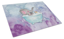 Load image into Gallery viewer, Elephant Bathing Watercolor Glass Cutting Boards – Durable, Decorative Kitchen Art Large BB7346LCB