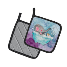 Load image into Gallery viewer, Elephant Bathing Watercolor Pot Holders - Set of 2 - Heat-Resistant Kitchen Essentials BB7346PTHD