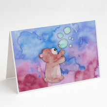 Load image into Gallery viewer, Bear and Bubbles Watercolor Greeting Cards -  Blank Note Cards – 8-Pack of Artist-Designed Cards with Envelopes