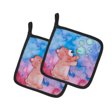 Load image into Gallery viewer, Bear and Bubbles Watercolor Pot Holders - Set of 2 - Heat-Resistant Kitchen Essentials BB7347PTHD