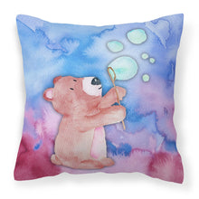 Load image into Gallery viewer, Bear and Bubbles Watercolor Fabric Decorative Pillow BB7347PW1818