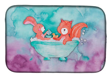 Load image into Gallery viewer, Rabbit and Squirrel Bathing Watercolor Dish Drying Mat – Absorbent, Artistic Kitchen Essentials BB7348DDM