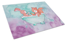 Load image into Gallery viewer, Rabbit and Squirrel Bathing Watercolor Glass Cutting Boards – Durable, Decorative Kitchen Art Large BB7348LCB