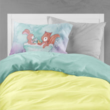 Load image into Gallery viewer, Rabbit and Squirrel Bathing Watercolor Fabric Standard Pillowcase – Artistic Decorative Front, White Back BB7348PILLOWCASE