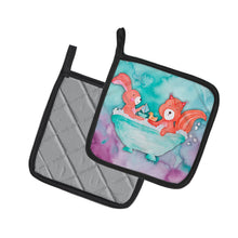 Load image into Gallery viewer, Rabbit and Squirrel Bathing Watercolor Pot Holders - Set of 2 - Heat-Resistant Kitchen Essentials BB7348PTHD