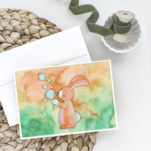Load image into Gallery viewer, Rabbit and Bubbles Watercolor Greeting Cards -  Blank Note Cards – 8-Pack of Artist-Designed Cards with Envelopes