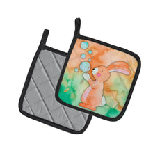 Load image into Gallery viewer, Rabbit and Bubbles Watercolor Pot Holders - Set of 2 - Heat-Resistant Kitchen Essentials BB7349PTHD