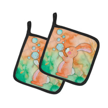 Load image into Gallery viewer, Rabbit and Bubbles Watercolor Pot Holders - Set of 2 - Heat-Resistant Kitchen Essentials BB7349PTHD