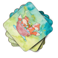 Load image into Gallery viewer, Foxes Bathing Watercolor Foam Coaster  BB7350FC