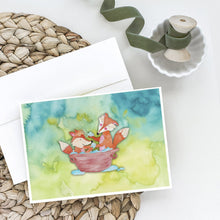 Load image into Gallery viewer, Foxes Bathing Watercolor Greeting Cards -  Blank Note Cards – 8-Pack of Artist-Designed Cards with Envelopes