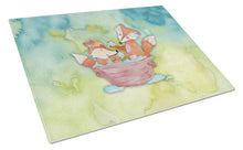 Load image into Gallery viewer, Foxes Bathing Watercolor Glass Cutting Boards – Durable, Decorative Kitchen Art Large BB7350LCB