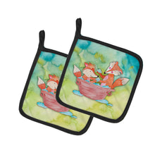 Load image into Gallery viewer, Foxes Bathing Watercolor Pot Holders - Set of 2 - Heat-Resistant Kitchen Essentials BB7350PTHD
