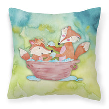 Load image into Gallery viewer, Foxes Bathing Watercolor Fabric Decorative Pillow BB7350PW1818