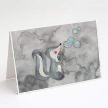 Load image into Gallery viewer, Skunk and Bubbles Watercolor Greeting Cards -  Blank Note Cards – 8-Pack of Artist-Designed Cards with Envelopes