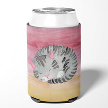 Load image into Gallery viewer, Sleeping Grey Cat Watercolor Can or Bottle Hugger BB7353CC