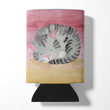 Load image into Gallery viewer, Sleeping Grey Cat Watercolor Can or Bottle Hugger BB7353CC